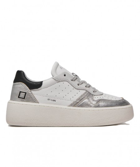 D.A.T.E. SNEAKERS STEP LAMINATA W381-ST-LM-WS BIANCO ARGENTO