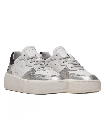 D.A.T.E. Sneakers Basse Donna W371-HL-LM-SL Nubuck Argento - 39 :  : Moda