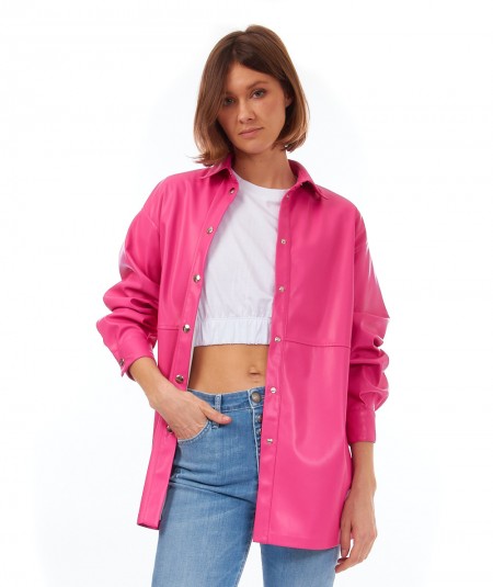 SEMICOUTURE GIACCA IN ECOPELLE RAINE Y3ST11 FUXIA