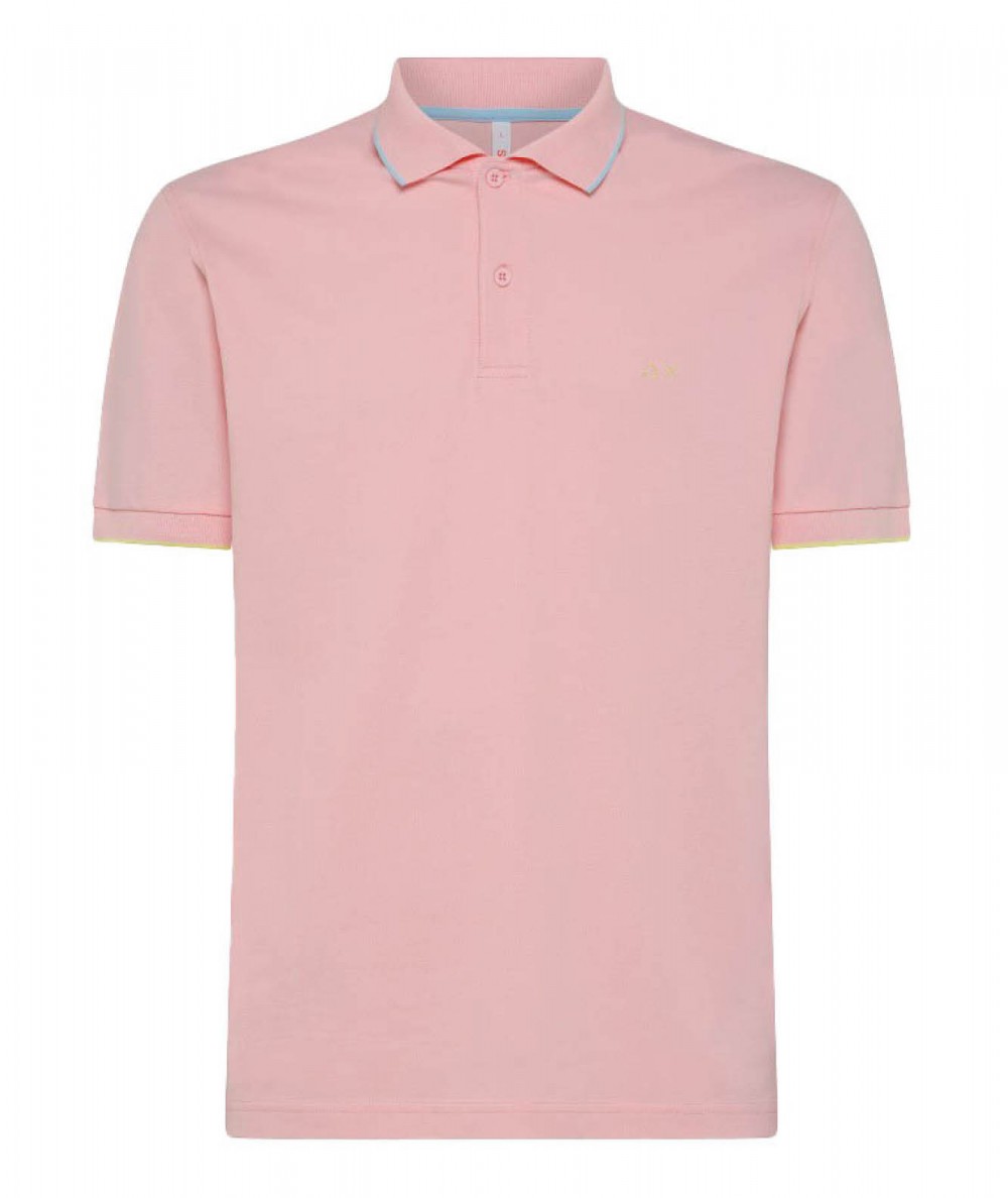SUN68 POLO WITH SMALL STRIPE ON COLLAR A33111 PINK