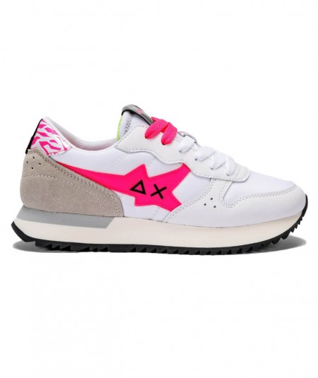 SUN68 SNEAKERS RUNNING STARGIRL TRANSPARENT Z33213 PATCH WHITE FUXIA FLUO