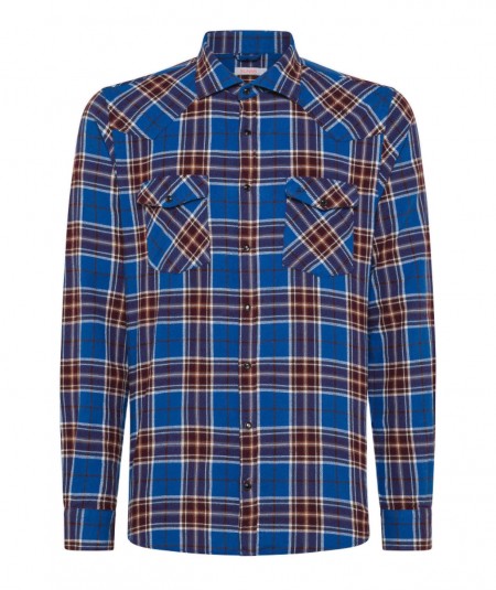 SUN68 CHECKED SHIRT WITH POCKETS S43111 BLUE BROWN