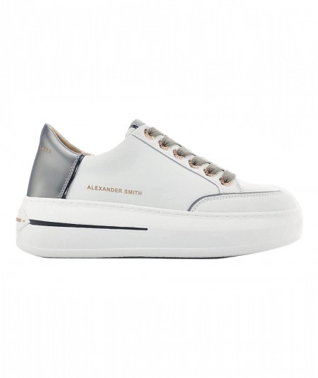 ALEXANDER SMITH TRAINERS LANCASTER R1D WHITE SILVER