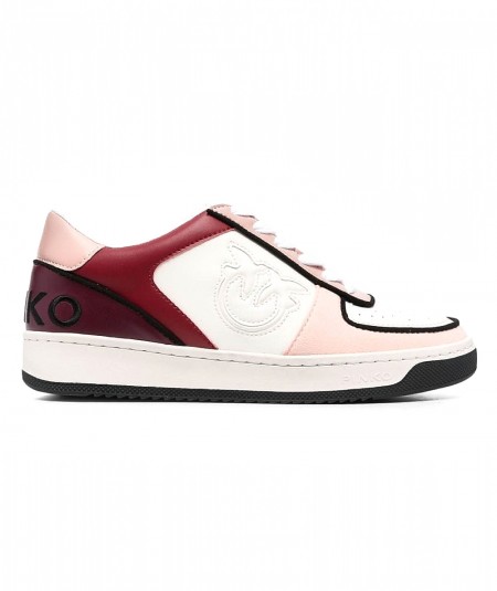 PINKO RECYCLED SYNTHETIC LEATHER TRAINERS JOLIET 102637 WHITE PINK RED