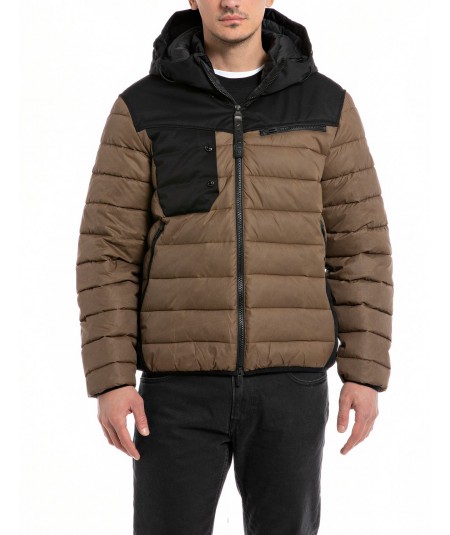 REPLAY QUILTED JACKET M8353.84774 BLACK BROWN