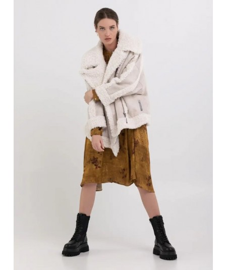 REPLAY COLLAR JACKET SHEARLING  W7816.84788 IVORY