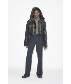 CANADIAN CROPPED DOWN JACKET WITH FRINGES APRIL CN.G223400W BLACK