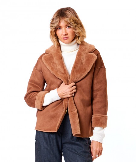 ANNA NEVA COUTURE REVERSIBLE JACKET IN FAUX FUR 23222 BISCUIT