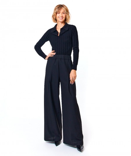 SEMICOUTURE WIDE LEG TROUSERS JHONNY Y3WI17 BLACK