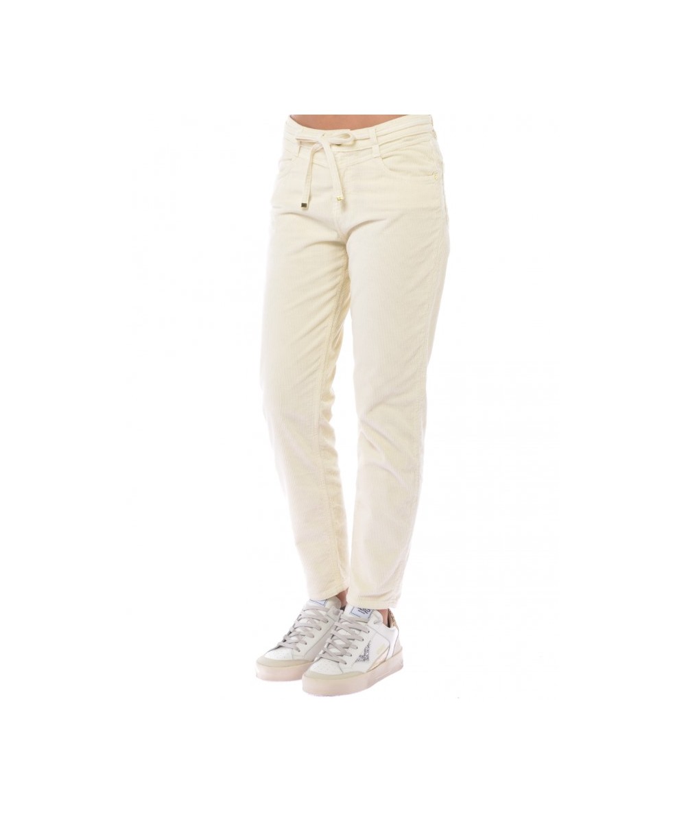 KAOS JEANS STRIPED VELVET TROUSERS WITH MATCHING BELT PIJBL004 IVORY