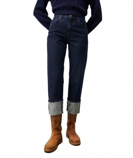 ROY ROGER'S WIDE-LEG JEANS WITH STITCHED LAPELS CLASSIC OLD GLORY ENZIME RND232D5792411 DENIM