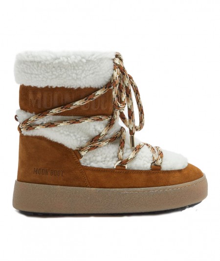 MOON BOOT LOW BOOT IN SHEARLING LTRACK TUBE 24500500 WHITE NUT