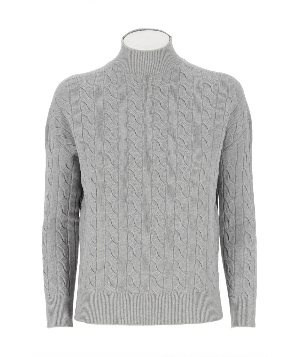 KAOS DAY BY DAY CABLE KNIT HIGH NECK PIBPT062 LIGHT GREY