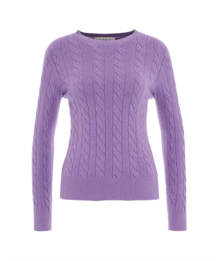 KAOS DAY BY DAY CABLE-KNIT CREW NECK SWEATER PIBPT053 LILAC