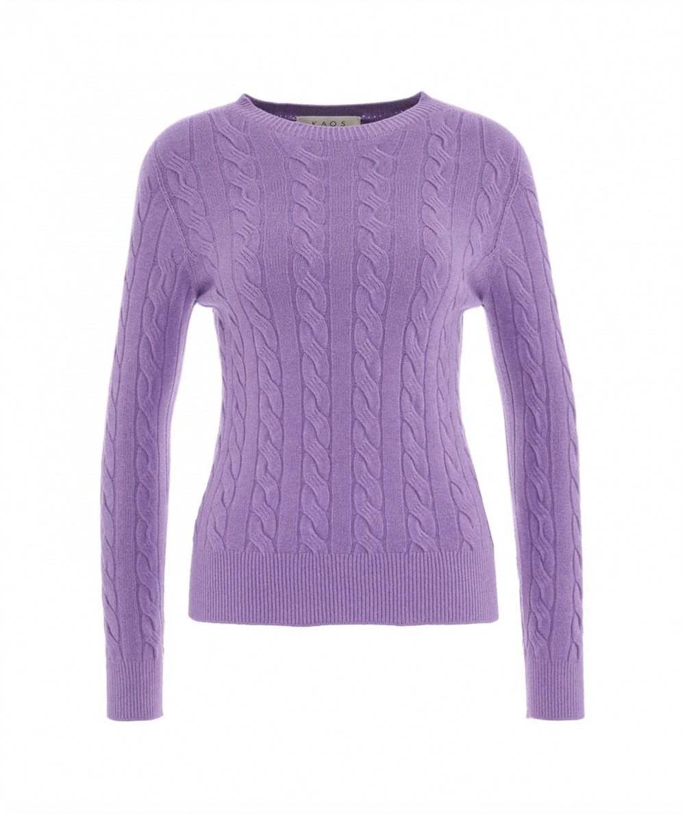 KAOS DAY BY DAY CABLE-KNIT CREW NECK SWEATER PIBPT053 LILAC