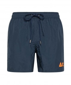 SUN68 BEACH SWIMMING SHORTS WITH FLUO LOGO H33108 NAVY BLUE