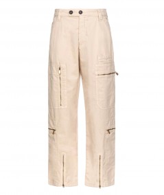 PINKO STRETCH TRICOTINE TROUSERS WITH LARGE POCKETS MATESE BEIGE