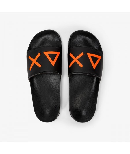 SUN68 SLIPPERS WITH CONTRASTING FLUO LOGO X34103 BLACK