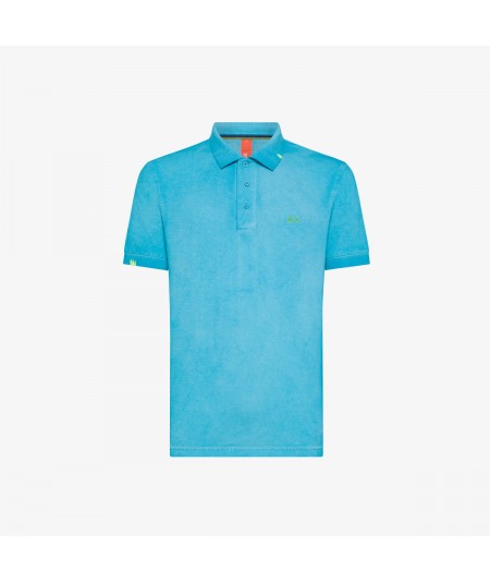 SUN68 POLO SPECIAL DYED EFFETTO VINTAGE A34143 TURCHESE