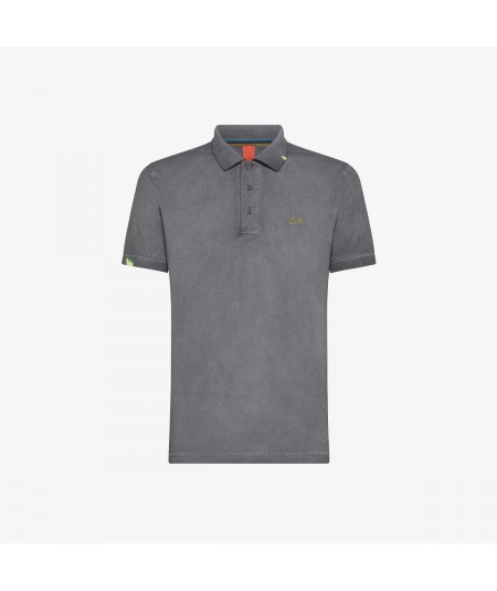 SUN68 BEACH POLO SPECIAL DYED VINTAGE EFFECT A34143 ANTHRACITE
