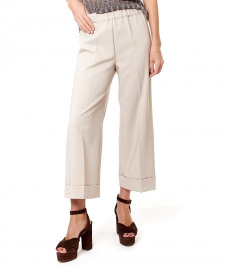 D.EXTERIOR CROPPED TROUSERS WITH TURN-UPS 58922 CREAM