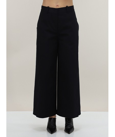 SEMICOUTURE CROPPED TROUSERS WITH SLITS HOLLY Y4SO08 BLACK