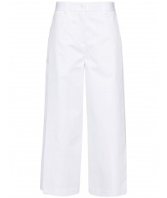 SEMICOUTURE PANTALONE CROPPED CON SPACCHI HOLLY Y4SO08 PANNA