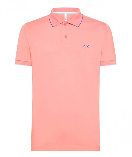 SUN68 POLO WITH SMALL STRIPE ON COLLAR A34113 PINK