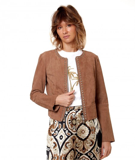 BULLY SHORT JACKET WITH STUDS 7822 TAUPE