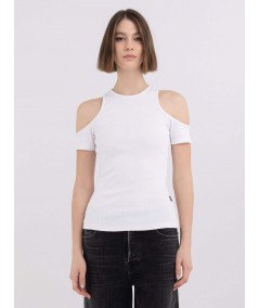 REPLAY TOP WITH BARE SHOULDERS W3094.000.23587 WHITE