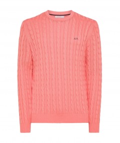 SUN68 ROUND CABLE KNIT K34115 SALMON