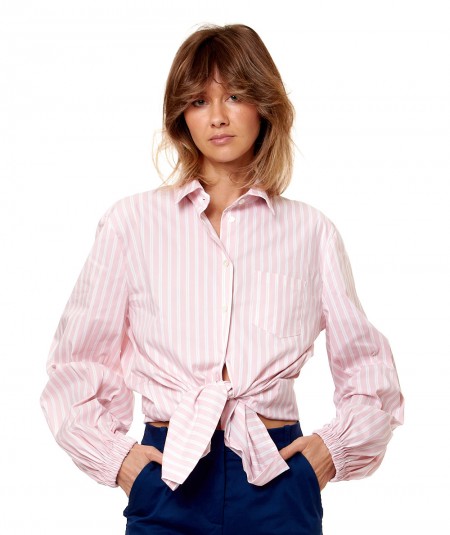 SEMICOUTURE STRIPED OVER SHIRT WITH POCKET JAIME Y4SK32 PINK