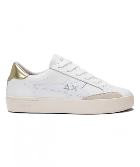 SUN68 TRAINER TENNIS KATY LEATHER Z34225 WEISS GOLD