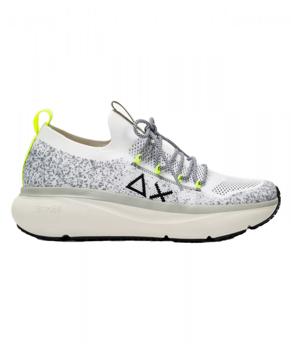 SUN68 TRAINERS WITH FLUO DETAILS JUPITER KNIT Z34127 WHITE