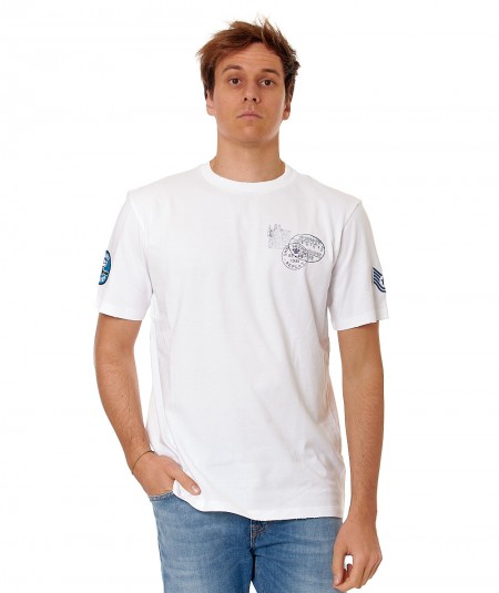 REPLAY T-SHIRT CON STAMPE M6763.000.23608P BIANCO
