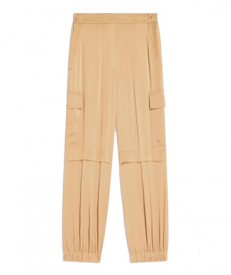 SEMICOUTURE SATIN CARGO TROUSERS Y4SM19 BEIGE