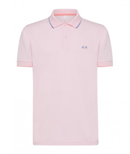 SUN68 POLO WITH SMALL STRIPE ON COLLAR A34113 LIGHT PINK
