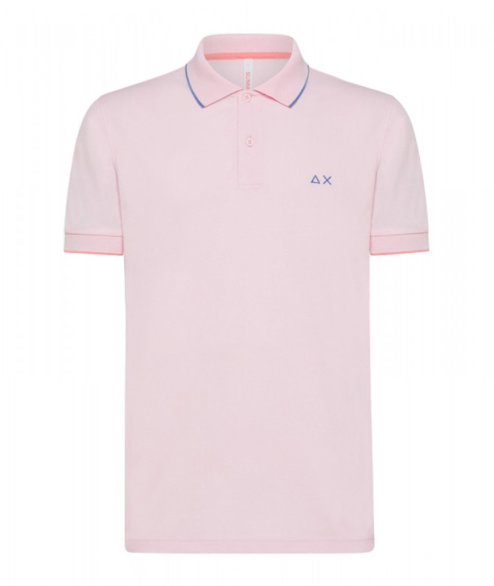 SUN68 POLO WITH SMALL STRIPE ON COLLAR A34113 LIGHT PINK