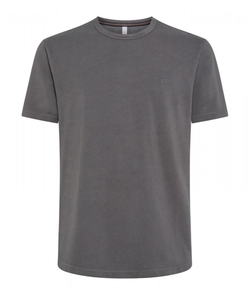 SUN68 COTTON T-SHIRT COLD DYED T34127 ANTHRACITE