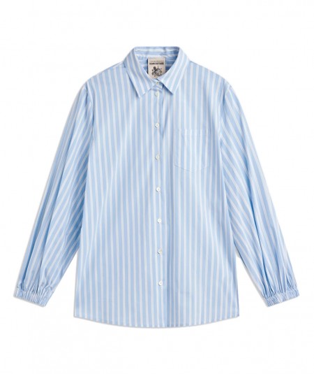 SEMICOUTURE STRIPED OVER SHIRT WITH POCKET JAIME Y4SK32 LIGHT BLUE