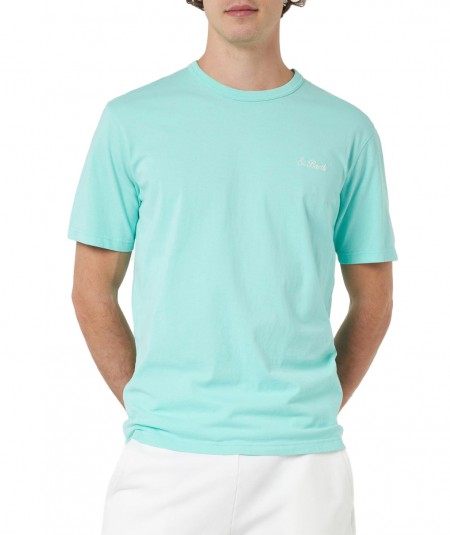 MC2 SAINT BARTH T-SHIRT WITH EMBROIDERED LOGO DOVER DOV0001 WATER GREEN