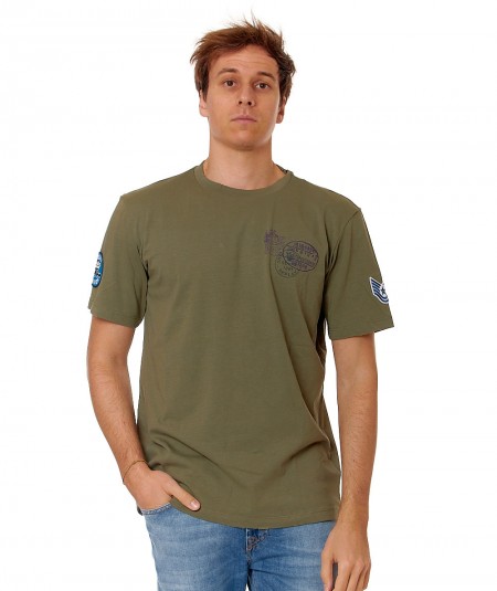 REPLAY T-SHIRT CON STAMPE M6763.000.23608P VERDE MILITARE