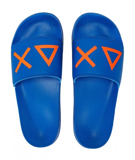 SUN68 SLIPPERS WITH CONTRASTING FLUO LOGO X34103 BLUE