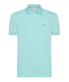 SUN68 POLO WITH SMALL STRIPE ON COLLAR A34113 WATER