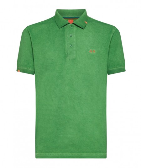 SUN68 BEACH POLO SPECIAL DYED VINTAGE EFFECT A34143 GREEN