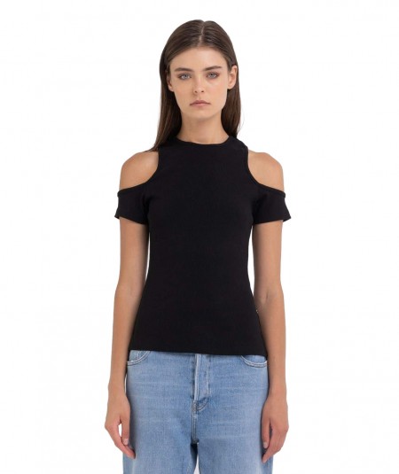 REPLAY TOP WITH BARE SHOULDERS W3094.000.23587 BLACK