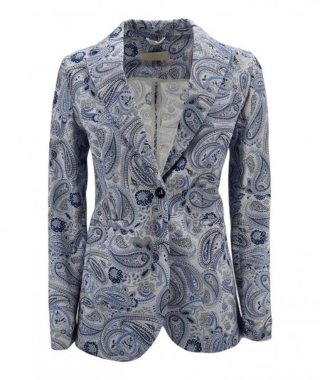 CIRCOLO 1901 SINGLE-BREASTED JACKET IN PAISLEY PATTERN FD3099 LIGHT BLUE