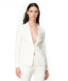 PINKO SINGLE-BREASTED JACKET IN STRETCH LINEN GHERA WHITE