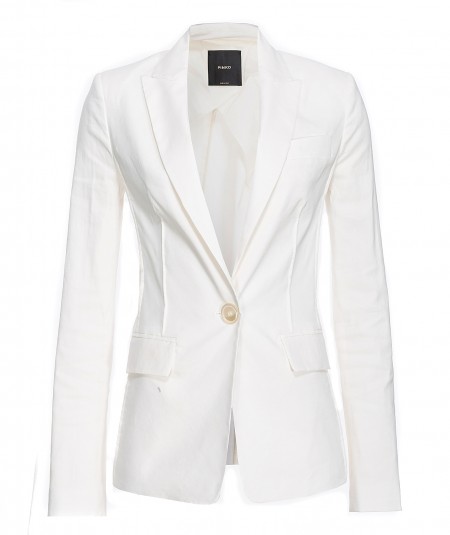 PINKO SINGLE-BREASTED JACKET IN STRETCH LINEN GHERA WHITE