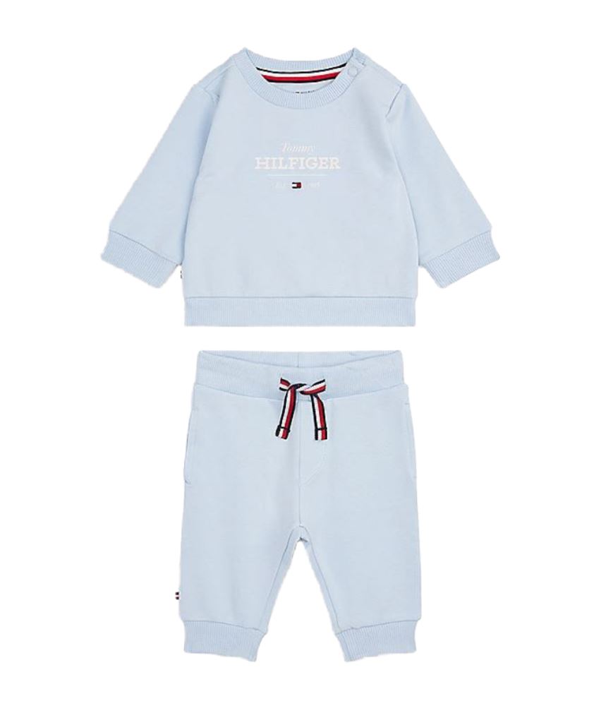 Tommy Hilfiger Crew Neck Sweatshirt and Trousers Set with Logo KN0KN01978 Light Blue